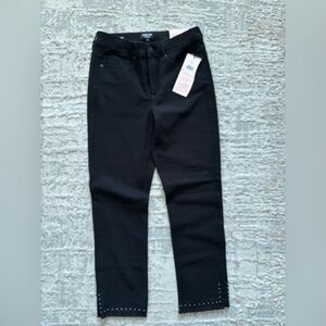 NYDJ Women's Black Skinny Jeans with Studded Hem